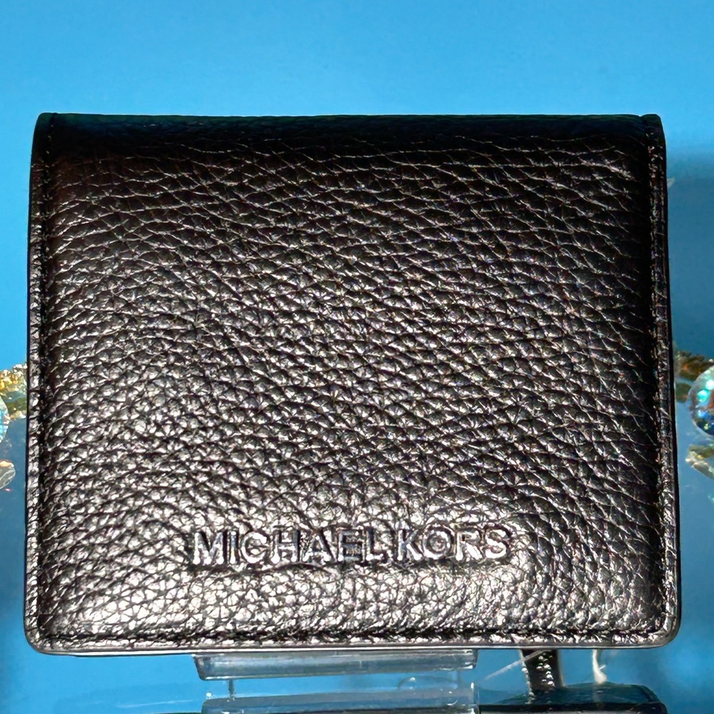 Michael Kors Black Key & Card Holder Pebbled Leather 4.5” x 4” NWT